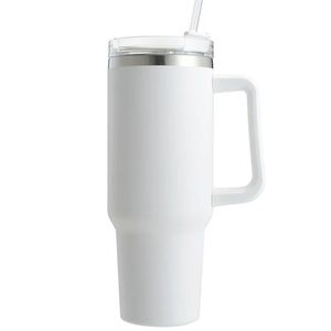 Stainless Steel Tumbler 40oz W/ Straw Lid. Insulated Water Bottle Coffee Mug